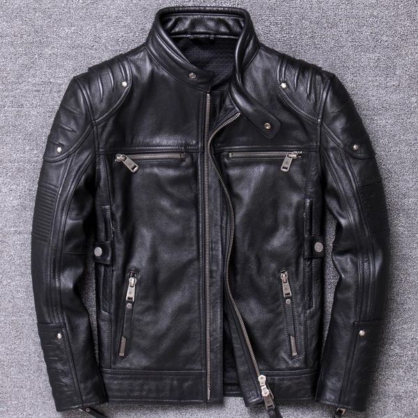 men's leather & faux halley locomotive clothing man head layer cowhide genuine motorcycle cycling wear jacket self-cultivation stand, Black
men's leather & faux halley locomotive clothing man head layer cowhide genuine motorcycle cycling wear jacket self-cultivation stand, Black