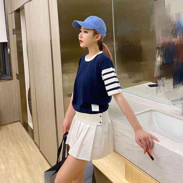 t-shirt women's summer fashion brand tb four bar stripe white edge round neck short sleeve t-shirt for men and women 4osq
t-shirt women's summer fashion brand tb four bar stripe white edge round neck short sleeve t-shirt for men and women 4osq