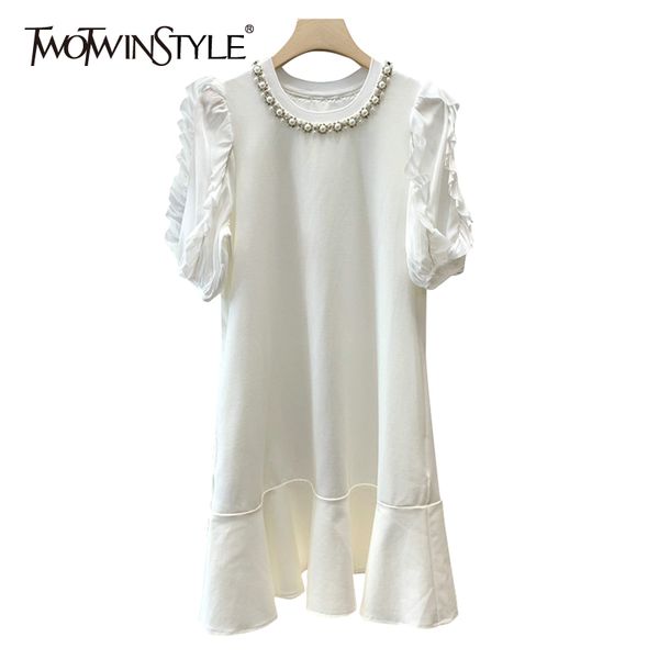 white patchwork pearl dress for women o neck short sleeve loose dresses female fashion new clothing summer tide 210428, Black;gray
white patchwork pearl dress for women o neck short sleeve loose dresses female fashion new clothing summer tide 210428, Black;gray