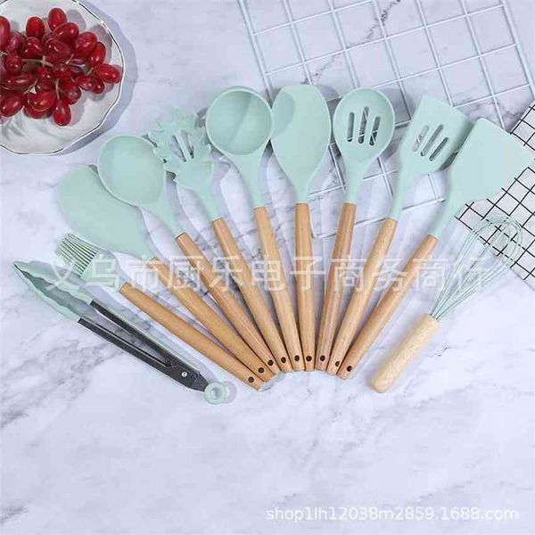 12 silicone set wood pieces kitchenware handle cooking pot shovel spoon temperature resistant barrel
12 silicone set wood pieces kitchenware handle cooking pot shovel spoon temperature resistant barrel