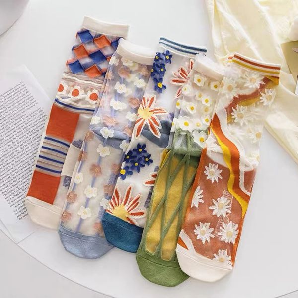 socks hosiery glass summer thin middle tube lovely net red small daisy men's and women's card stockings, Black;white
socks hosiery glass summer thin middle tube lovely net red small daisy men's and women's card stockings, Black;white