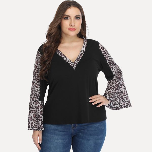 plus size dresses hy30212# spring summer large flared sleeve t-shirt loose leopard print color matching top
plus size dresses hy30212# spring summer large flared sleeve t-shirt loose leopard print color matching top