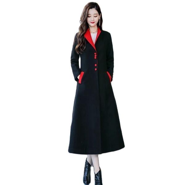 women's wool & blends high-end temperament red woolen coat autumn winter korean slim thickened over knee long black q150
women's wool & blends high-end temperament red woolen coat autumn winter korean slim thickened over knee long black q150