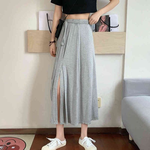 casual dresses spring summer cotton jersey chic split long skirts with sashes gray black nczn, Black;gray
casual dresses spring summer cotton jersey chic split long skirts with sashes gray black nczn, Black;gray