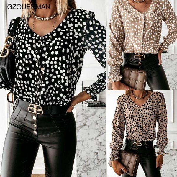 fashion women lady spring autumn long sleeve dot printed v neck button slim casual shirt women's blouses & shirts, White 
fashion women lady spring autumn long sleeve dot printed v neck button slim casual shirt women's blouses & shirts, White