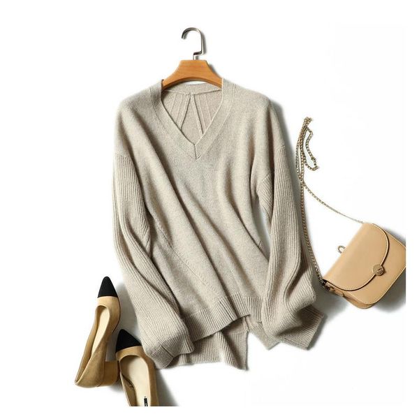women's sweaters autumn winter styles 100% cashmere oversized v neck sweater for women, White;black
women's sweaters autumn winter styles 100% cashmere oversized v neck sweater for women, White;black