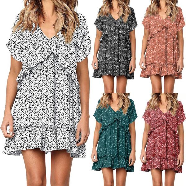 women's swimwear chiffon ruffle dress fashion casual loose v-neck short sleeve polka dot printed summer beach mini dresses sukienka, White;black
women's swimwear chiffon ruffle dress fashion casual loose v-neck short sleeve polka dot printed summer beach mini dresses sukienka, White;black