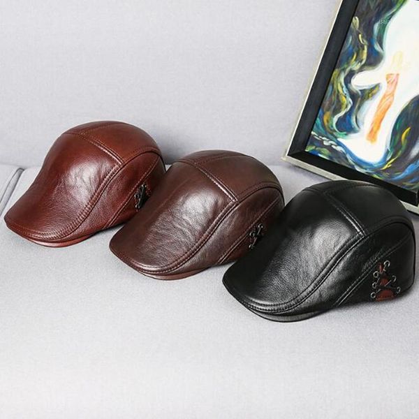 novelty winter warm men's cowhide leather berets natural genuine cap simple men bone brands hats dad's snapback caps, Blue;gray
novelty winter warm men's cowhide leather berets natural genuine cap simple men bone brands hats dad's snapback caps, Blue;gray