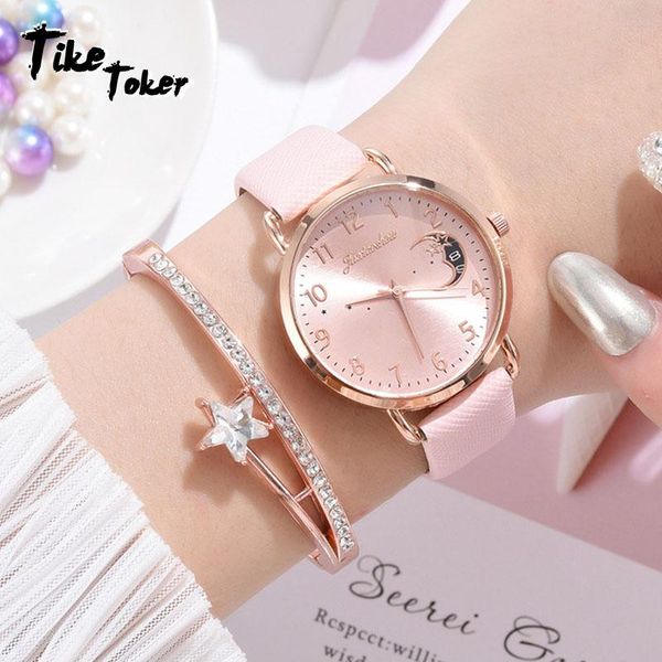 wristwatches tike toker 2pcs watches set leather band casual dress quartz clock ladies wrist watch women's bracelet wriswatch gift, Slivery;brown
wristwatches tike toker 2pcs watches set leather band casual dress quartz clock ladies wrist watch women's bracelet wriswatch gift, Slivery;brown