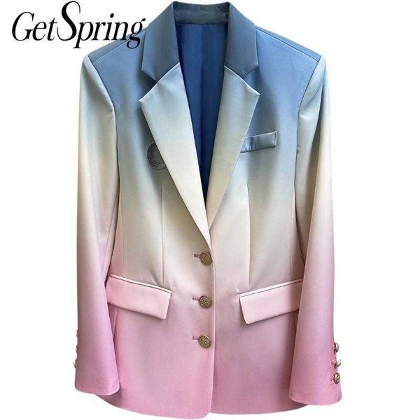 getspring women blazer gradient rainbow color ladies coat single breasted long sleeve loose women's suit jacket autumn 210601, White;black
getspring women blazer gradient rainbow color ladies coat single breasted long sleeve loose women's suit jacket autumn 210601, White;black