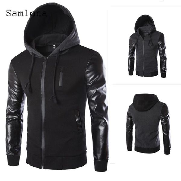 men's jackets samlona mens patchwork pu leather autumn hooded outerwear hip hop jacket black faux coats men clothing 2021, Black;brown
men's jackets samlona mens patchwork pu leather autumn hooded outerwear hip hop jacket black faux coats men clothing 2021, Black;brown