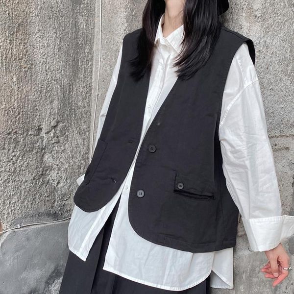 women's vests autumn single breasted vest 2021 minority japanese dark black yamamoto fashion loose casual, Black;white
women's vests autumn single breasted vest 2021 minority japanese dark black yamamoto fashion loose casual, Black;white