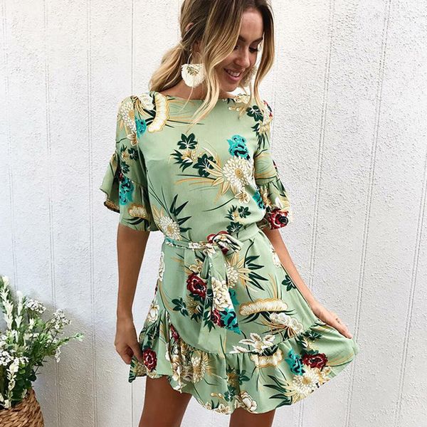 ladies o neck bandage floral printed beach dress women flare sleeve irregular boho casual women summer mini dress vestidos 210416, Black;gray
ladies o neck bandage floral printed beach dress women flare sleeve irregular boho casual women summer mini dress vestidos 210416, Black;gray