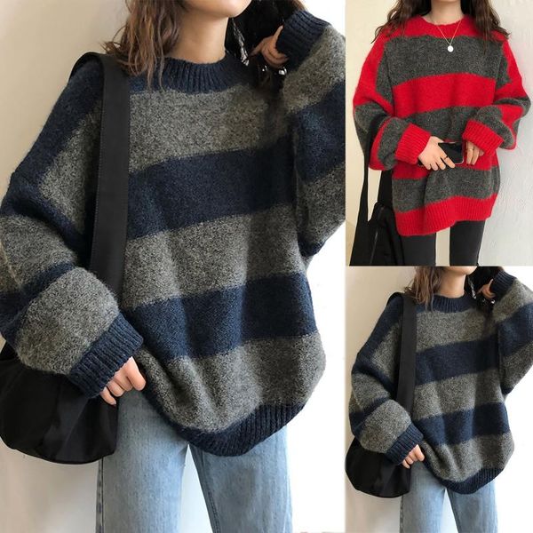 women's sweaters women vintage stripe korean all-match chic v-neck ladies pullovers student lazy style winter womens sweater, White;black
women's sweaters women vintage stripe korean all-match chic v-neck ladies pullovers student lazy style winter womens sweater, White;black