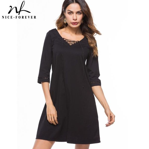 casual dresses nice-forever autumn women simplicity solid black color losse shift dress t018, Black;gray
casual dresses nice-forever autumn women simplicity solid black color losse shift dress t018, Black;gray