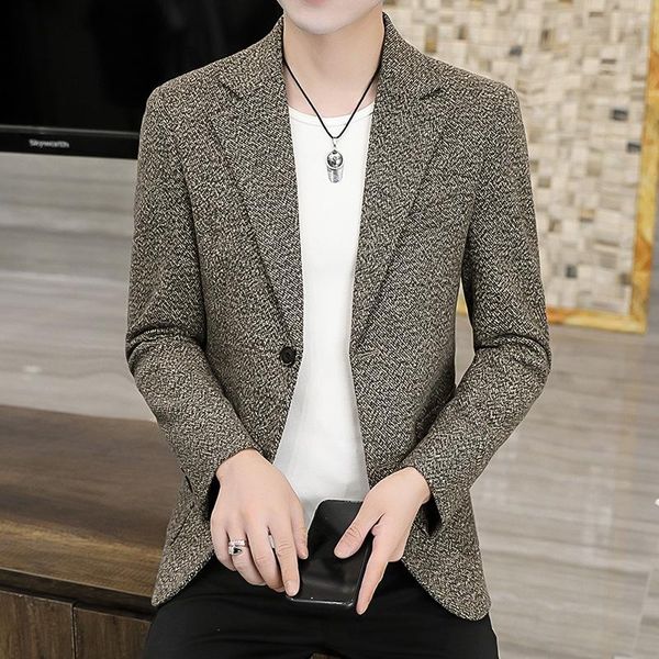 men's suits & blazers 2022 tweed suit youth single button casual woolen, White;black
men's suits & blazers 2022 tweed suit youth single button casual woolen, White;black