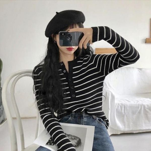 woman pull hiver womens sweater round neck striped knitted femme chandails, White;black
woman pull hiver womens sweater round neck striped knitted femme chandails, White;black
