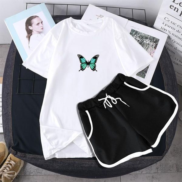 women's t-shirt butterfly leisure sports suit women 2021 age reduction loose wild korean short-sleeved fashion trend two-piece pants, White
women's t-shirt butterfly leisure sports suit women 2021 age reduction loose wild korean short-sleeved fashion trend two-piece pants, White
