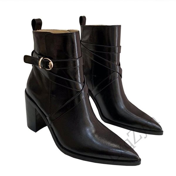 boots style spring fall office lady single genuine leather pure color pointed toe high heels belt buckle knight shoe, Black
boots style spring fall office lady single genuine leather pure color pointed toe high heels belt buckle knight shoe, Black