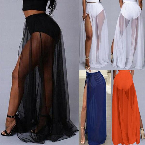 women bikini cover up swimwear black sheer beach maxi wrap skirt sarong pareo dress high waist split mesh swimsuit women's, White;black
women bikini cover up swimwear black sheer beach maxi wrap skirt sarong pareo dress high waist split mesh swimsuit women's, White;black