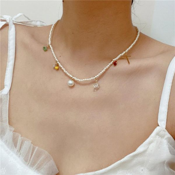 pendant necklaces hz 2021 summer vintage colourful irregular stone imitation pearl cross necklace for women party jewelry travel accessories, Silver
pendant necklaces hz 2021 summer vintage colourful irregular stone imitation pearl cross necklace for women party jewelry travel accessories, Silver
