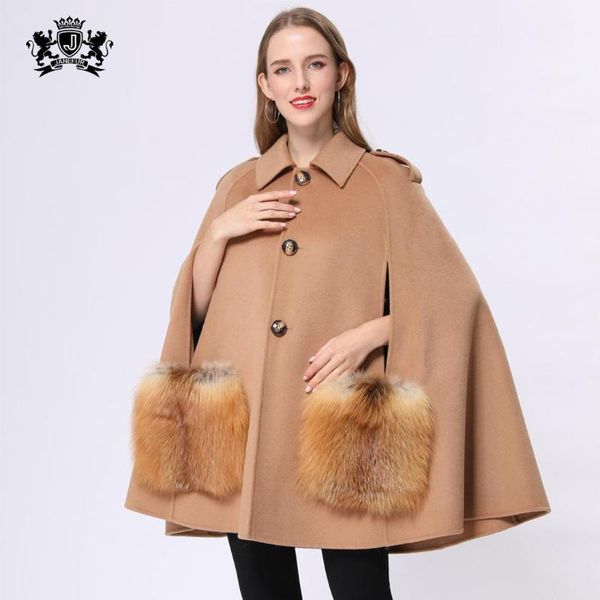 women's wool & blends janefur women poncho coat real fur pocket cape shawl female fashion clothes autumn capes ladies bat sleeve outwea, Black
women's wool & blends janefur women poncho coat real fur pocket cape shawl female fashion clothes autumn capes ladies bat sleeve outwea, Black