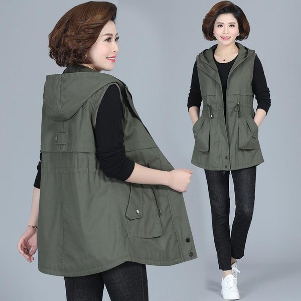 women's vests autumn vest jacket mid-length hooded waistcoat coat middle-aged mothers adjustable waist plus size casual zipper outwear, Black;white
women's vests autumn vest jacket mid-length hooded waistcoat coat middle-aged mothers adjustable waist plus size casual zipper outwear, Black;white