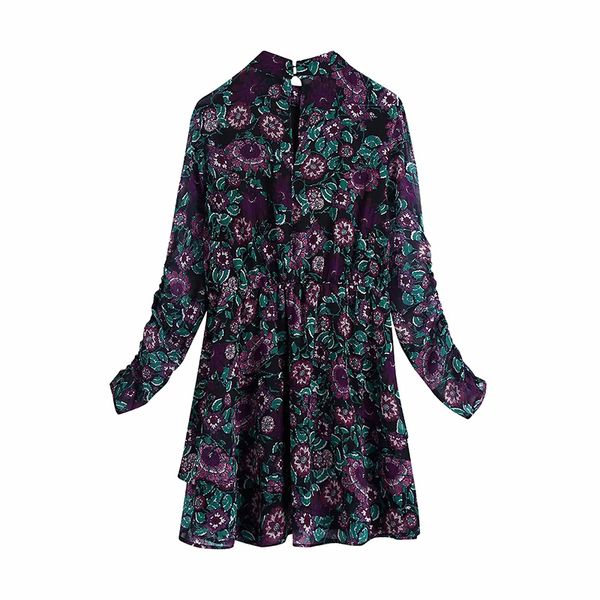 women vintage stand collar flower print chiffon mini dress lady chic pleats puff sleeve casual ruffles vestido 210520, Black;gray
women vintage stand collar flower print chiffon mini dress lady chic pleats puff sleeve casual ruffles vestido 210520, Black;gray