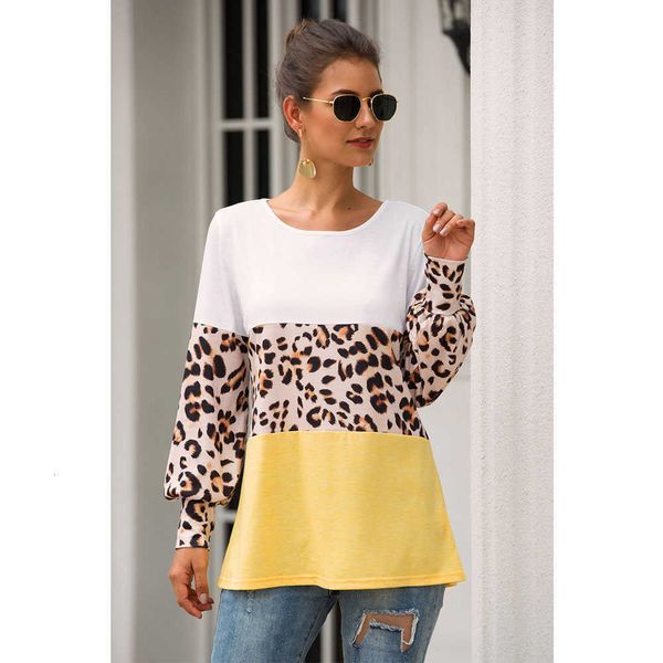 women's t-shirt modern fashion casual round collar long sleeve splice leopard print impact loose color shirt q5du, White
women's t-shirt modern fashion casual round collar long sleeve splice leopard print impact loose color shirt q5du, White