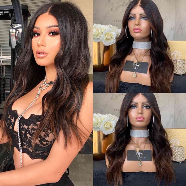 wig fashion black brown medium split long curl black pick women's chemical fiber headgear
wig fashion black brown medium split long curl black pick women's chemical fiber headgear