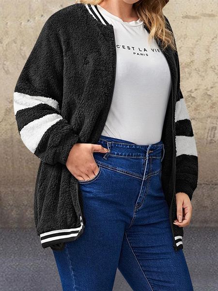 donsignet spring/autumn plush black white contrast long sleeve baseball jacket loose casual large women plus size xl-5xl women's jacket, Black;brown
donsignet spring/autumn plush black white contrast long sleeve baseball jacket loose casual large women plus size xl-5xl women's jacket, Black;brown