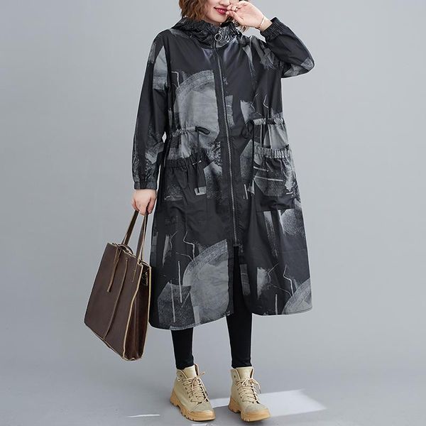 spring autumn plus size women clothing hooded vintage print black army green outerwear loose oversized zipper cardigan women's jackets, Black;brown
spring autumn plus size women clothing hooded vintage print black army green outerwear loose oversized zipper cardigan women's jackets, Black;brown