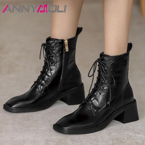 boots annymoli genuine leather chunky high heel short women shoes zipper square toe lace up lady ankle autumn winter, Black
boots annymoli genuine leather chunky high heel short women shoes zipper square toe lace up lady ankle autumn winter, Black