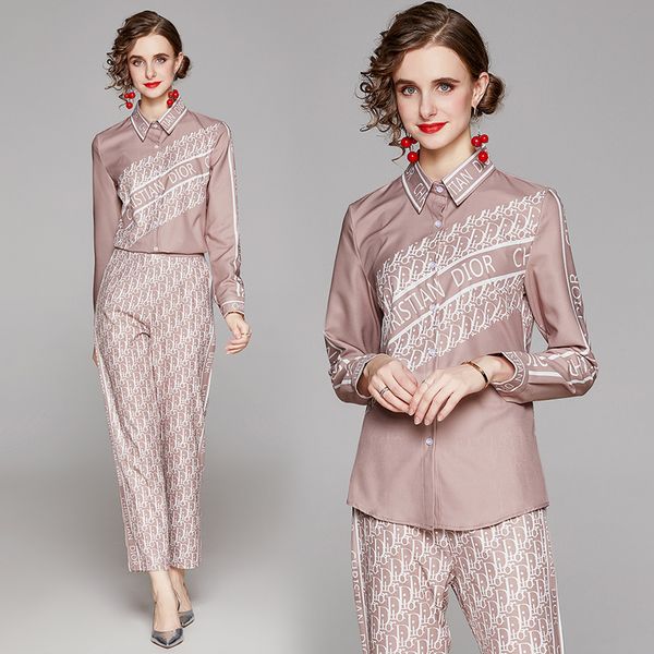 2021 runway printed casual pants suits women fashion classic button shirts and elegant trouser slim business party office spring autumn qual, White
2021 runway printed casual pants suits women fashion classic button shirts and elegant trouser slim business party office spring autumn qual, White