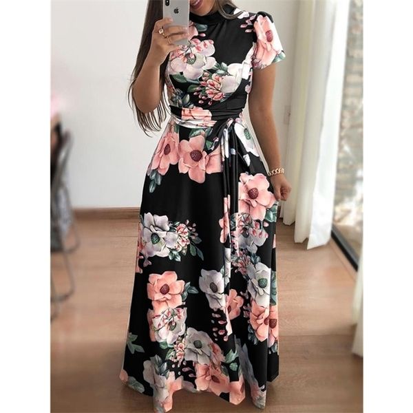 women summer casual short sleeve long boho floral print slim party turtleneck sashes dresses vestidos plus size 5xl, Black;gray
women summer casual short sleeve long boho floral print slim party turtleneck sashes dresses vestidos plus size 5xl, Black;gray