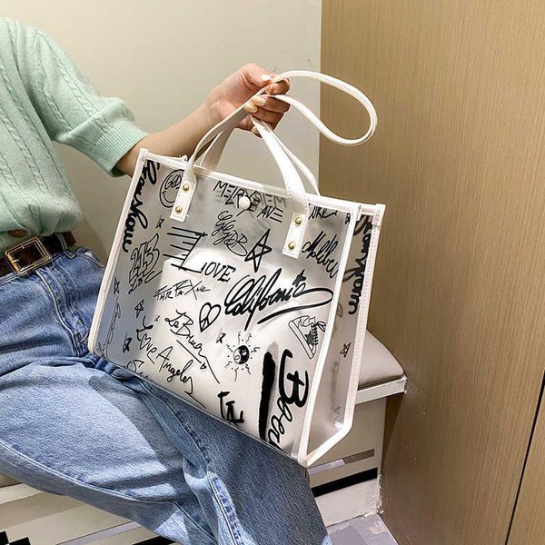 large capacity transparent bag female 2021 summer pvc graffiti shopping versatile one shoulder handbag
large capacity transparent bag female 2021 summer pvc graffiti shopping versatile one shoulder handbag