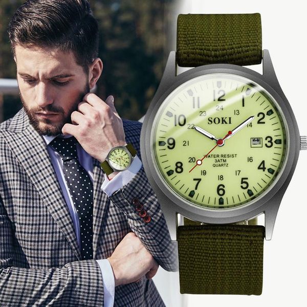 wristwatches soki men quartz movement watch nylon band military gemius army sports casual calendar, Slivery;brown
wristwatches soki men quartz movement watch nylon band military gemius army sports casual calendar, Slivery;brown
