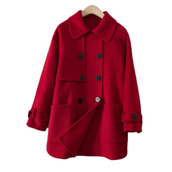 women's wool & blends shuchan england style double breasted warm coat women pockets button loose woman winter coats and jackets, Black
women's wool & blends shuchan england style double breasted warm coat women pockets button loose woman winter coats and jackets, Black