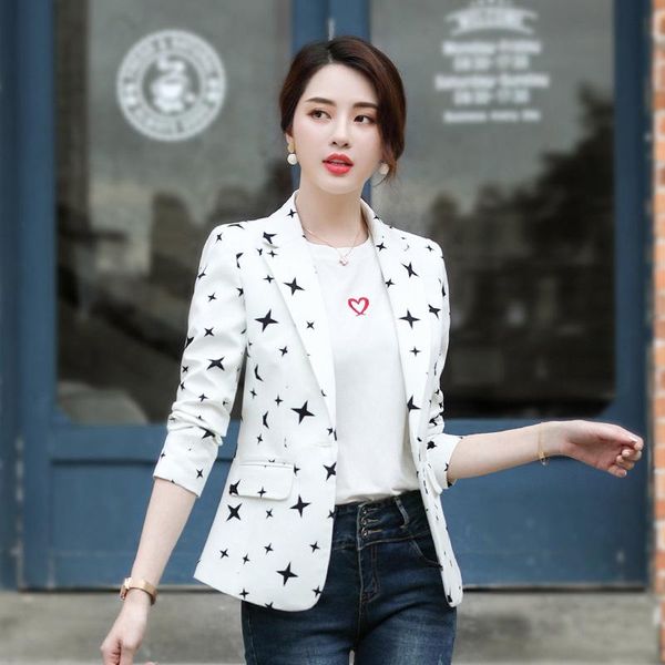 autumn temperament fashion small jacket women ol commuter single button casual star printing blazer plus size women's suits & blazers, White;black
autumn temperament fashion small jacket women ol commuter single button casual star printing blazer plus size women's suits & blazers, White;black