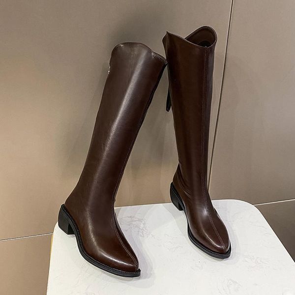 boots 2021 autumn pointed toe women's long thick block high heels faux leather knee-length zapatos de mujer, Black
boots 2021 autumn pointed toe women's long thick block high heels faux leather knee-length zapatos de mujer, Black