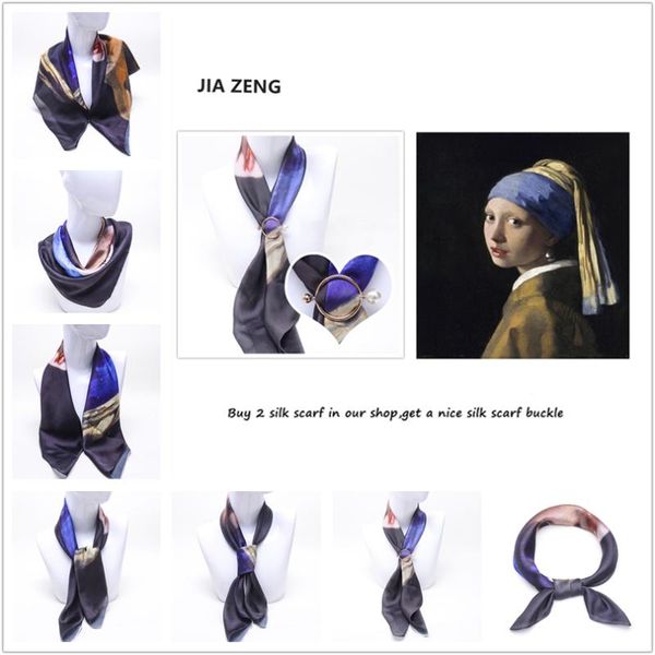 scarves fashion square bandana scarf for women girl with a pearl earring shawl print silk satin hijab female 70*70, Blue;gray
scarves fashion square bandana scarf for women girl with a pearl earring shawl print silk satin hijab female 70*70, Blue;gray