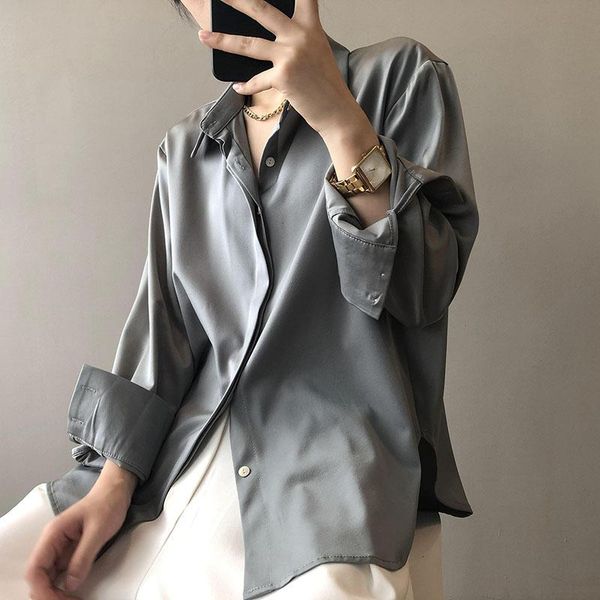 women's blouses & shirts autumn 2021 button up shirt elegant long sleeve korean style cardigan vintage female clothing chic satin top, White
women's blouses & shirts autumn 2021 button up shirt elegant long sleeve korean style cardigan vintage female clothing chic satin top, White