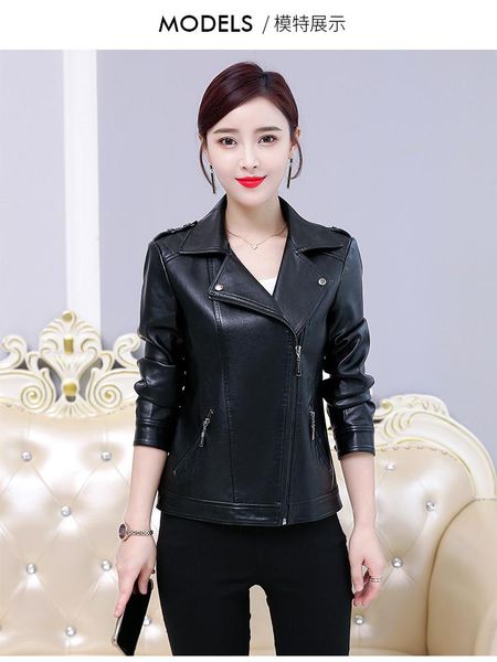 women's leather & faux 2021 spring and autumn clothing short sheepskin motorcycle jacket suit collar small coat fashion, Black
women's leather & faux 2021 spring and autumn clothing short sheepskin motorcycle jacket suit collar small coat fashion, Black