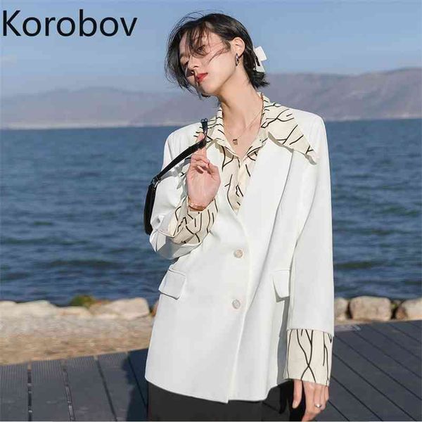 korobov korean spring summer new women patchwork blazers vintage hit color 2 fake pcs women blazers 210430, White;black
korobov korean spring summer new women patchwork blazers vintage hit color 2 fake pcs women blazers 210430, White;black