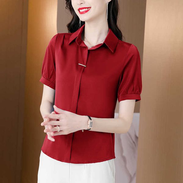 korean womens shirt silk blouses for women short sleeve s female polo neck blouse woman basic ol 210604, White
korean womens shirt silk blouses for women short sleeve s female polo neck blouse woman basic ol 210604, White