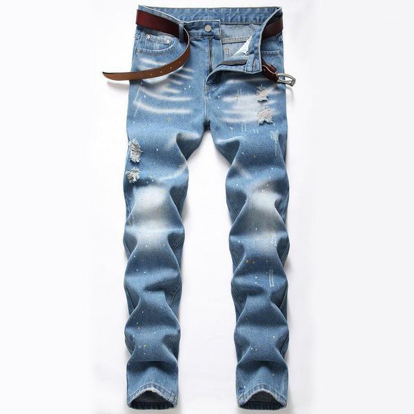 men's jeans 2021 spring and summer splash ink pattern button fashion trousers blue ripped trendy
men's jeans 2021 spring and summer splash ink pattern button fashion trousers blue ripped trendy