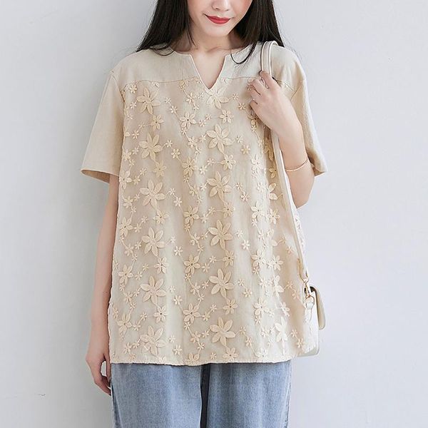 women's blouses & shirts lace embroidery blouse solid color stitching short-sleeved v-neck summer casual loose top, White
women's blouses & shirts lace embroidery blouse solid color stitching short-sleeved v-neck summer casual loose top, White