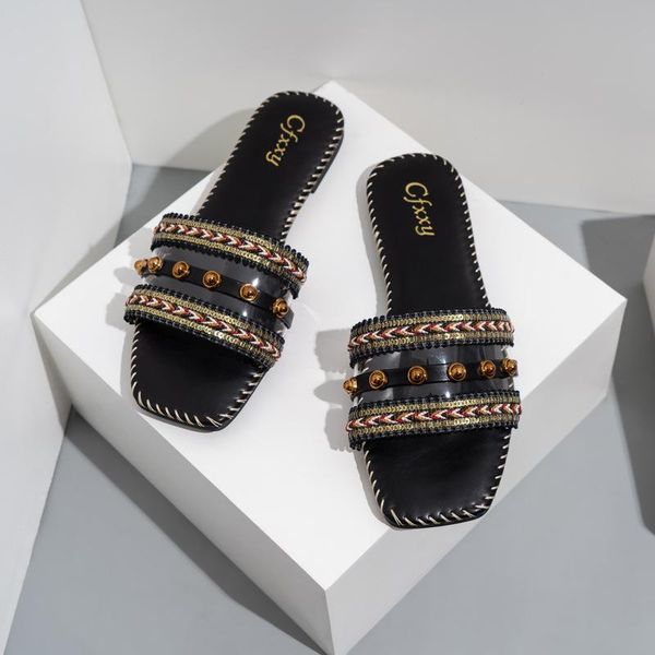 slippers 2021 luxury rivet fashion brand plus size 41-42 women summer slides flat heel sandals outdoor flip flops shoes, Black
slippers 2021 luxury rivet fashion brand plus size 41-42 women summer slides flat heel sandals outdoor flip flops shoes, Black