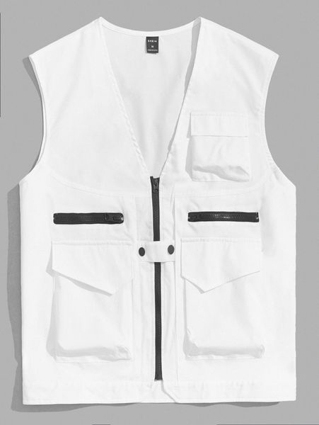 men zipper up dual pocket vest jacket m9zc#, Black;brown 
men zipper up dual pocket vest jacket m9zc#, Black;brown