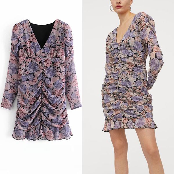 dresses ruched floral print chiffon women long sleeve elegant ruffle hem short es woman chic fit draped vestido, Black;gray
dresses ruched floral print chiffon women long sleeve elegant ruffle hem short es woman chic fit draped vestido, Black;gray